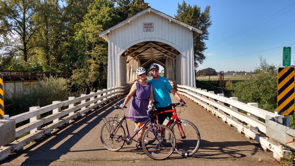 Nancy and I at Gilkey Covered Bridge